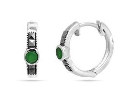 Серьги из серебра марказит, синт.изумруд, SL-AGA1561