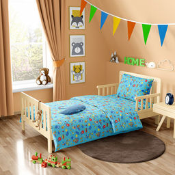 Постельное белье, комплект 1,5 спальный "Зоопарк" 4, 3 предмета: пододеяльник 145х215см, простыня 150х215см, 1 наволочка 50х70см с клапаном-запахом, бязь "Комфорт" 121г/м2, хлопок 100%, упаковка "эконом" ПВХ 32х41см, "Домашняя мода" (Россия)