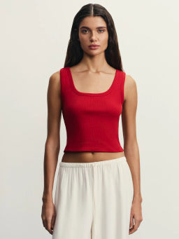 Укороченный топ в рубчик / Zarina  фото 3