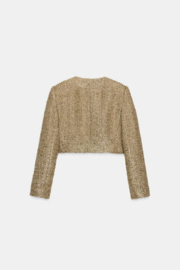 CROPPED TEXTURED JACKET WITH METALLIC THREAD - Zara фото 9