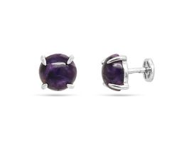 Серьги из серебра чароит, СПН119