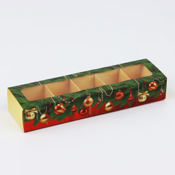 Цена за 5 шт. Коробка под 5 конфет с ячейками «Новогодние огни» 21×3×5.5 см