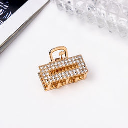 Цена за 6 шт. Крабик для волос «Грейс», прямой, 2.5 см, золотистый