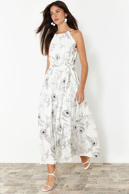 TRENDYOLMILLA Siyah Animal Shift Shally Maxi Dokuma Elbise TWOSS24EL00872 фото 15