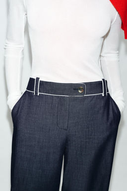 PANTAL?N ANCHO VIVOS CONTRASTE / ?ndigo - Zara фото 4