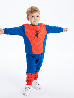 Bisiklet Yaka Uzun Kollu Spiderman Bask?l? Erkek Bebek Sweatshirt ve Pantolon 2li Tak?m - Waikiki фото 2
