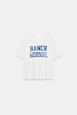 CAMISETA OVERSIZE ROTOS TEXTO / Blanco roto - Zara фото 4