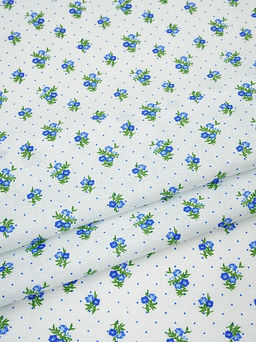 Ситец Синие цветочки с пшеном на белом, ш.0.8м, хлопок-100%, 100гр/м.кв - Купава фото 3