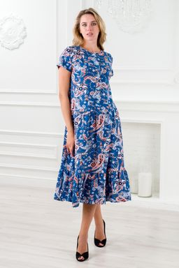 Платье женское из кулирки Кармелита огурцы на индиго - Амадэль фото 4