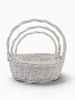 Набор корзин 3 шт ИВА  36x28x13 31x23x12 25x18x10 см ручка h=26/23/20см белый  (10296383)