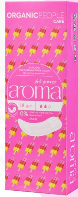СКИДКА 60% "ORGANIC PEOPLE" Girl Power Прокладки жен.ежедневные аромат."AROMA Maxi" (18шт). ГОДЕН ДО 11.2025