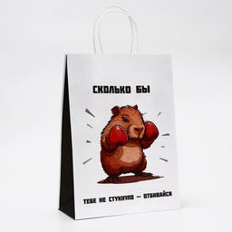 Цена за 10 шт. Пакет подарочный бумажный, "Сколько бы тебе не стукнуло - отбивайся", 24 х 10,5 х 32 см