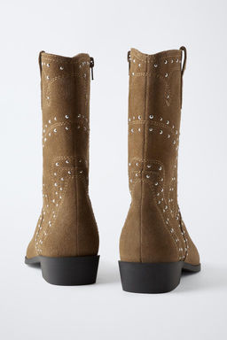 SUEDE COWBOY BOOTS WITH STUDS - Zara фото 7