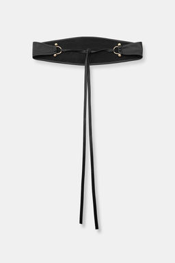 LEATHER OBI BELT WITH METAL BUCKLE - Zara фото 3