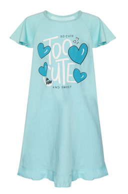 Сорочка детская бирюзовая с сердечками