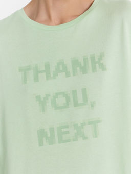 Туника домашняя женская салатовая с принтом Thank you, next свежая мята +печать 512079 - Mark formelle фото 5
