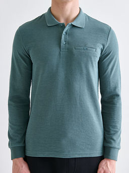 Polo Yaka Uzun Kollu Erkek Sweatshirt