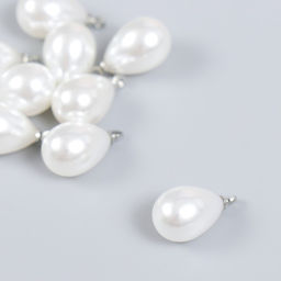 Декор для творчества пластик «Жемчужина-капелька с петелькой» набор 10 шт. 1.4×1 см