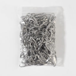 Цена за 100 шт. Карабин металлический, 38×12 мм/9×1.5 мм, цвет серебряный