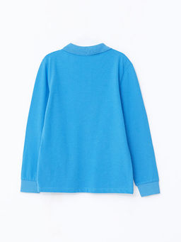 Polo Yaka Bask?l? Uzun Kollu Erkek ?ocuk Ti??rt