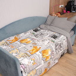 КПБ 1,5 спальный с 1 нав.50*70, поплин,100% хлопок, пл. 110 гр./кв.м Коты мемы Пододеяльник 146х217; простыня 150х217; наволочка 50х70-1 шт. 1,5 спальный