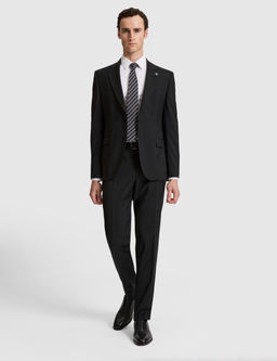 Siyah Slim Fit %100 Y_n Mono Yaka Tak_m Elbise