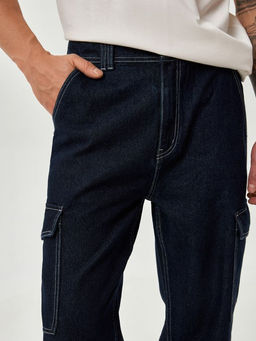 10100160037 Брюки джинсовые муж. Aaron_str relaxed темно-голубой - Concept club фото 6