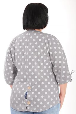 Серый пыльник в горох женский летний больших размеров - Almond фото 2