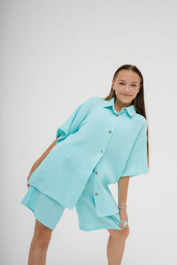 МУСЛИН! Женский костюм с рубашкой,  ментол - Knitka wear фото 9