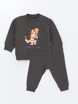 H12 Bisiklet Yaka Uzun Kollu Basic Erkek Bebek Sweatshirt ve E?ofman Alt 2li