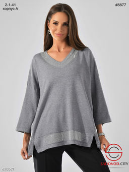 Женская нарядная тёплая свободная кофта со стразами - Bruno фото 4