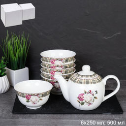 Чайный набор 7 предметов с пиалами / B3TP-new F31/ Чайная роза