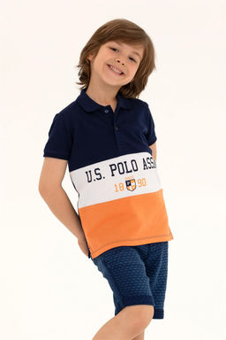 Оранжевая футболка с воротником-поло для мальчика Неожиданная скидка в корзине