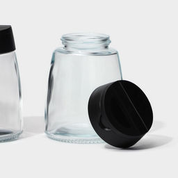 Баночки для специй с пластмассовой крышкой Доляна «Отто», набор 4 шт.: 140 мл, 6.2×8.4 см, стекло