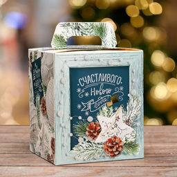 Цена за 5 шт. Подарочная коробка Счастливого Нового Года, 12,4 х 13,4 х 15,6 см