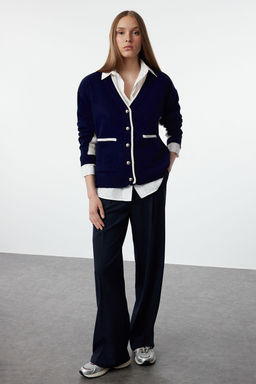 TRENDYOLMILLA Siyah Renk Bloklu Genis Kal?p Triko H?rka TWOAW25HI00256  фото 2