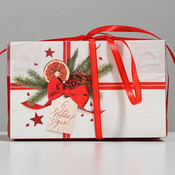 Цена за 5 шт. Коробка для капкейка «С Новым годом!», 16×8×10 см