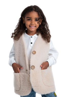 Жилет детский меховой ПЛЮША карамель