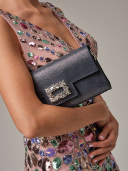 Клатч замшевый Deboro 31016 синее серебро