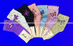 Цена за 12 пар. Лариса носки детские на девочку Кошка внутри махра 15-20 ( длина стопы носка 12-13 см)  фото 3