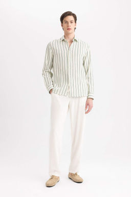 Yazl?k Viskon Jogger Pantolon Regular Fit Normal Kesim Keten Kar?s?ml? Duz Paca Cepli - Defacto фото 4