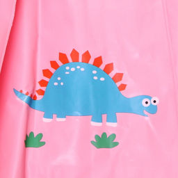 Дождевик-плащ детский "Рокки-Динозаврик" с капюшоном, рукава на резинке, цвет розовый, размер M(64*46см) ДоброСад