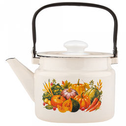 "Осенний карнавал" Чайник эмалированный 2л, металлическая крышка (Россия)