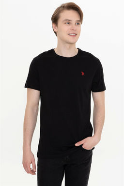 Мужская черная базовая футболка с круглым вырезом Неожиданная скидка в корзине