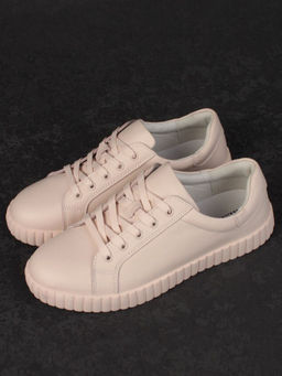 05-PDA175-3 BEIGE/PINK Кроссовки женские (натуральная кожа)