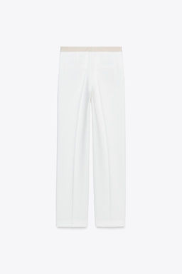 STRAIGHT-LEG TROUSERS WITH CONTRAST WAIST - Zara фото 7
