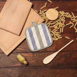 Прихватка Доляна Полоса цв.син/зел 17*17 см 50%п/э 50% хл  фото 5