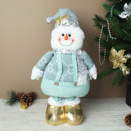 Новогоднее украшение Снеговик на телескопических ножках 35/60 см / HZ010 /уп 60/бирюзовый - Галеонтрейд фото 2