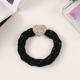 Цена за 6 шт. Резинка для волос «Сэнди», сердце нежность, 6 см, чёрная