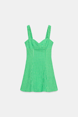 VESTIDO CORTO CUADRO VICHY / Verdes - Zara фото 6